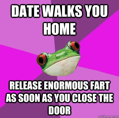 date walks you home release enormous fart as soon as you close the door  Foul Bachelorette Frog
