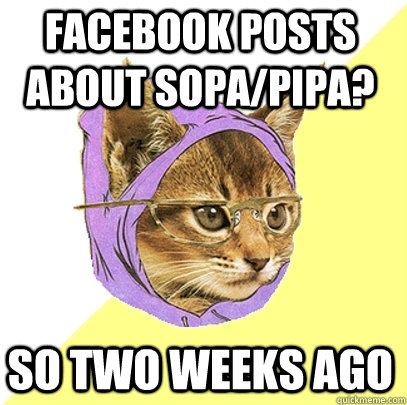 Facebook posts about Sopa/Pipa? So two weeks ago  Hipster Kitty