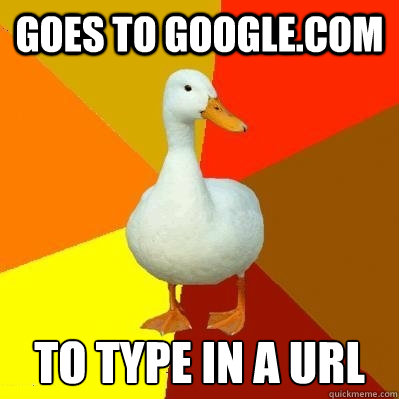 Goes to google.com to type in a url  Tech Impaired Duck