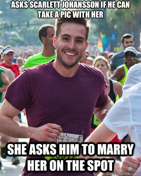 Asks Scarlett Johansson if he can take a pic with her She asks him to marry her on the spot  Ridiculously photogenic guy