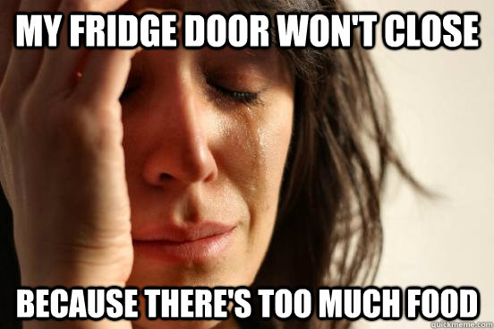 My fridge door won't close Because there's too much food  - My fridge door won't close Because there's too much food   Atheist First World Problems