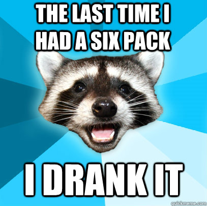 THE LAST TIME I HAD A SIX PACK I DRANK IT   Lame Pun Coon