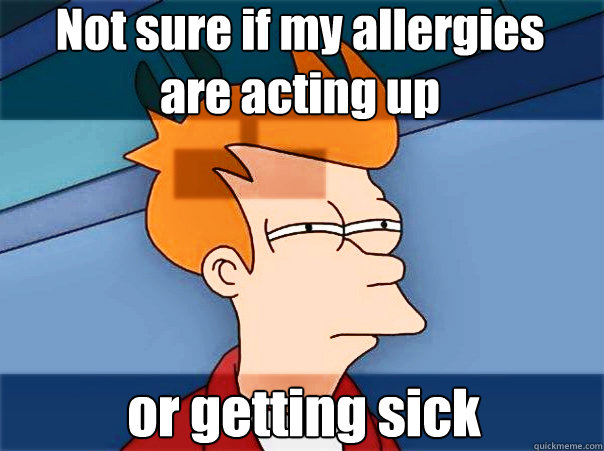 Not sure if my allergies
are acting up  or getting sick - Not sure if my allergies
are acting up  or getting sick  Fry drives at night