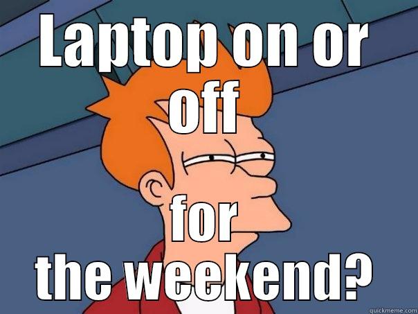 LAPTOP ON OR OFF FOR THE WEEKEND? Futurama Fry