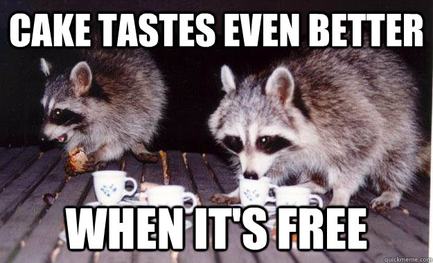 cake tastes even better when it's free  Raccoon Cake