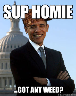 Sup Homie  ...Got any weed?  Scumbag Obama
