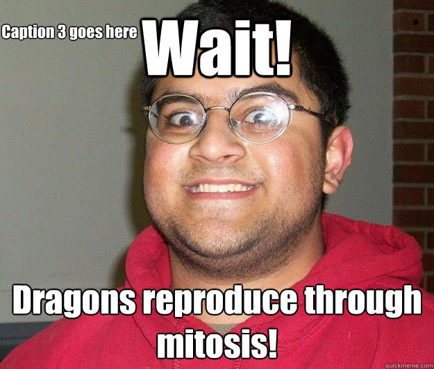Wait! Dragons reproduce through mitosis! Caption 3 goes here  Nerdy indian boy
