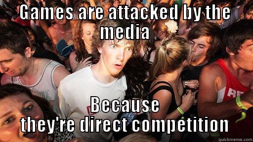 GAMES ARE ATTACKED BY THE MEDIA BECAUSE THEY'RE DIRECT COMPETITION Sudden Clarity Clarence
