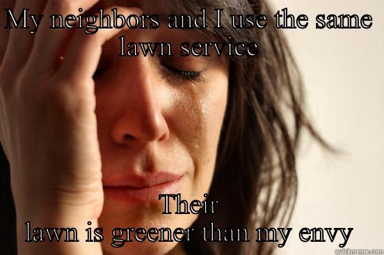 MY NEIGHBORS AND I USE THE SAME LAWN SERVICE THEIR LAWN IS GREENER THAN MY ENVY First World Problems