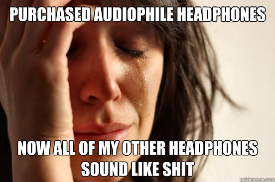 Purchased audiophile headphones now all of my other headphones sound like shit  First World Problems