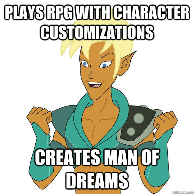 Plays rpg with character customizations creates man of dreams  