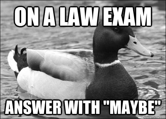 On a law exam answer with 