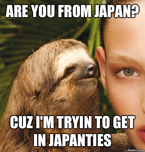 Are you from Japan? Cuz I'm tryin to get in Japanties  rape sloth