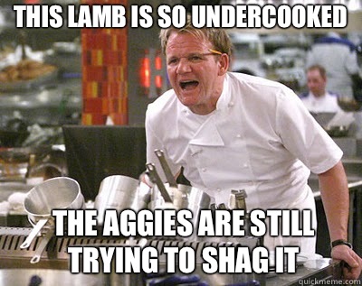 This lamb is so undercooked The Aggies are still trying to shag it  Chef Ramsay