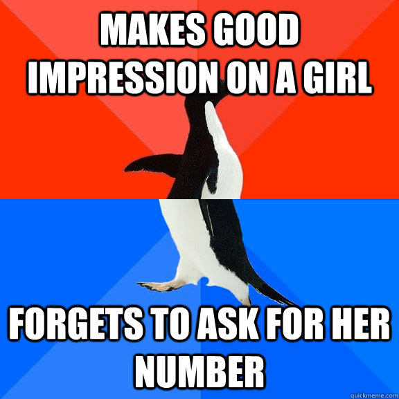makes good impression on a girl forgets to ask for her number - makes good impression on a girl forgets to ask for her number  Misc