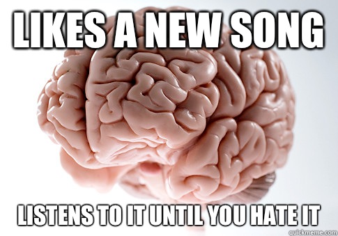 Likes a new song Listens to it until you hate it  Scumbag Brain