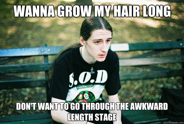 wanna grow my hair long don't want to go through the awkward length stage  First World Metal Problems