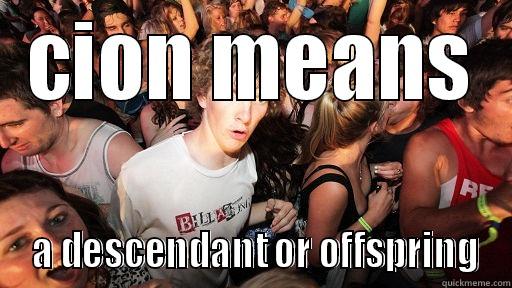 CION MEANS  A DESCENDANT OR OFFSPRING Sudden Clarity Clarence