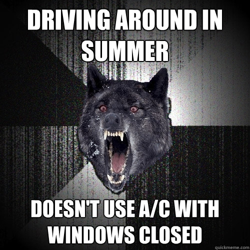 Driving around in summer Doesn't use A/C with windows closed  Insanity Wolf