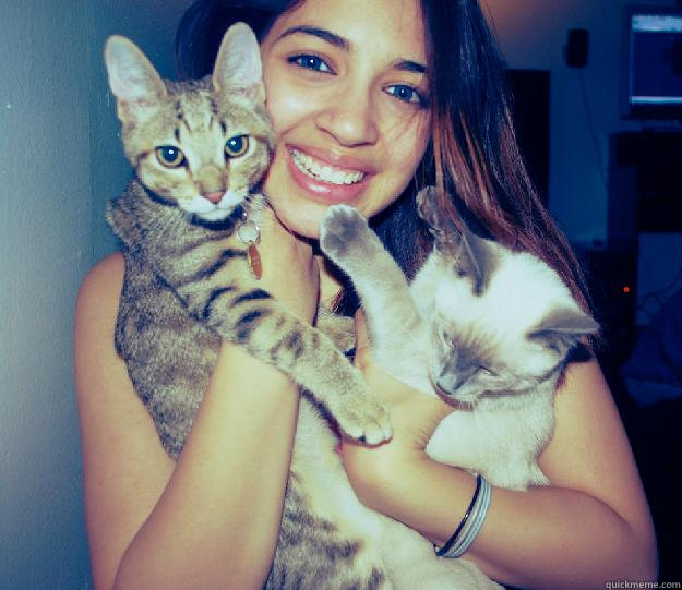   -    Crazy girl with cats