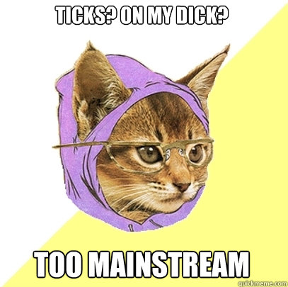 Ticks? On my dick? too mainstream  Hipster Kitty