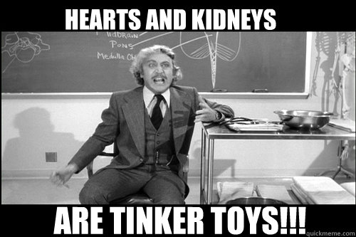 Hearts and Kidneys  are Tinker Toys!!!  