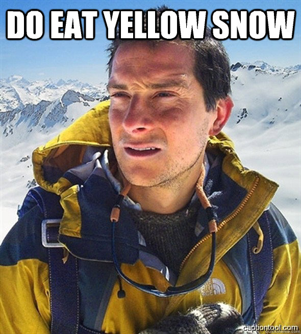 Do eat yellow snow   beargrylls