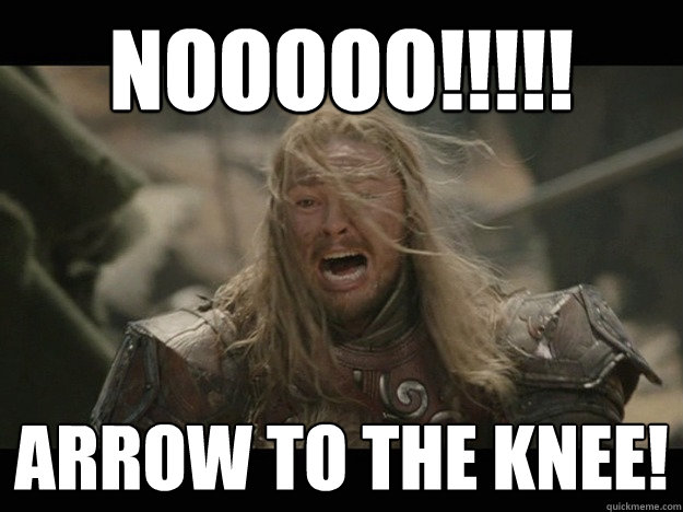 Nooooo!!!!! Arrow to the knee!  