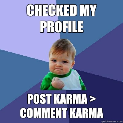 Checked my Profile  Post Karma > Comment Karma  Success Kid