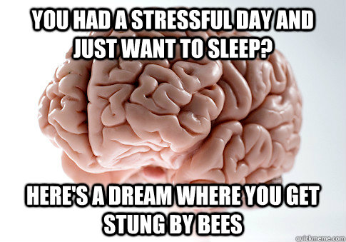 You had a stressful day and just want to sleep? Here's a dream where you get stung by bees  Scumbag Brain
