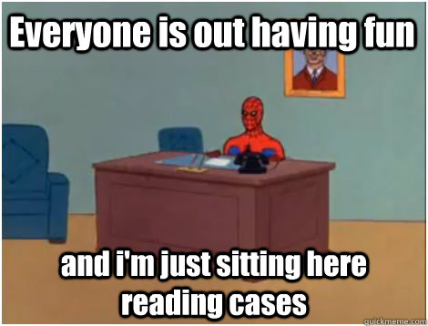 Everyone is out having fun and i'm just sitting here reading cases  spiderman office