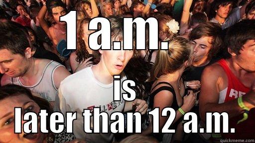 1 A.M.   IS LATER THAN 12 A.M. Sudden Clarity Clarence