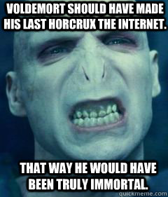 Voldemort should have made his last Horcrux the Internet.  That way he would have been TRULY immortal. - Voldemort should have made his last Horcrux the Internet.  That way he would have been TRULY immortal.  Voldemort Meme