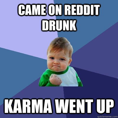 came on reddit drunk karma went up - came on reddit drunk karma went up  Success Kid