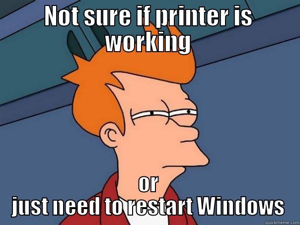 Restart Windows - NOT SURE IF PRINTER IS WORKING OR JUST NEED TO RESTART WINDOWS Futurama Fry