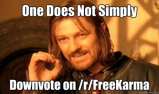One Does Not Simply Downvote on /r/FreeKarma  Boromir
