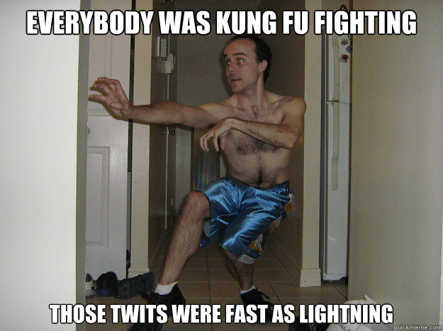 Everybody was Kung Fu Fighting Those Twits were fast as lightning  