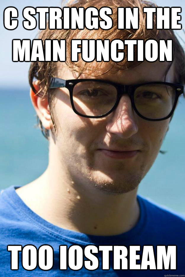 C strings in the main function Too iostream  