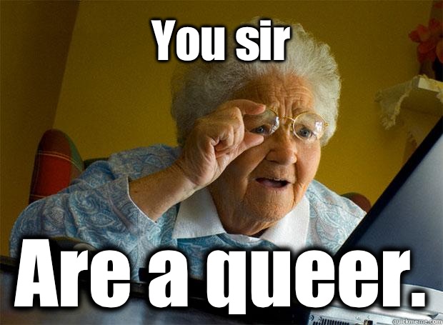 You sir Are a queer.     Grandma finds the Internet