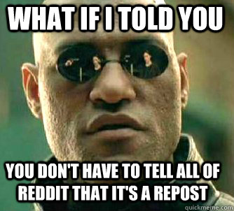 what if i told you you don't have to tell all of reddit that it's a repost  Matrix Morpheus