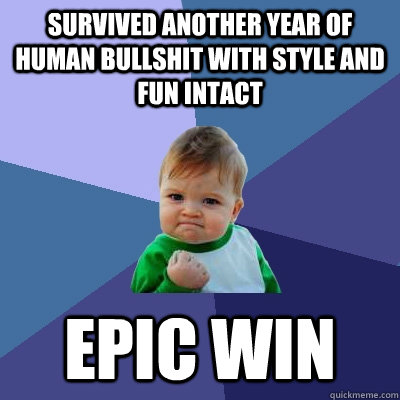 Survived another year of human bullshit with style and fun intact epic win  Success Kid