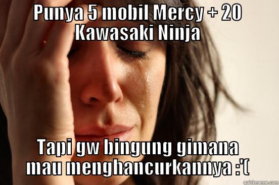 PUNYA 5 MOBIL MERCY + 20 KAWASAKI NINJA TAPI GW BINGUNG GIMANA MAU MENGHANCURKANNYA :'( First World Problems