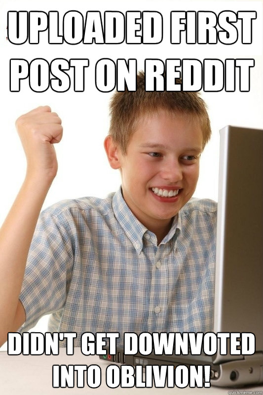 Uploaded first post on reddit didn't get downvoted into oblivion!  1st Day Internet Kid