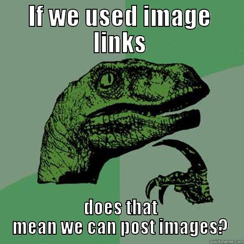 IF WE USED IMAGE LINKS DOES THAT MEAN WE CAN POST IMAGES? Philosoraptor