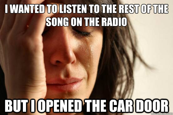i wanted to listen to the rest of the song on the radio but i opened the car door  First World Problems