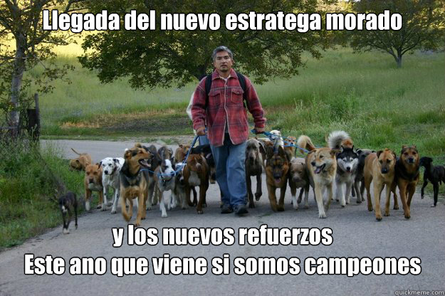 Llegada del nuevo estratega morado y los nuevos refuerzos
Este aññno que viene si somos campeones  Cesar Millan