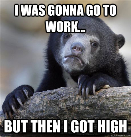 I was gonna go to work... but then i got high  Confession Bear