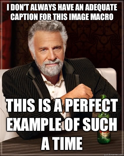 I don't always have an adequate caption for this image macro This is a perfect example of such a time  The Most Interesting Man In The World