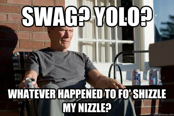 Swag? yolo? whatever happened to fo' shizzle my nizzle? - Swag? yolo? whatever happened to fo' shizzle my nizzle?  Feels Old Man
