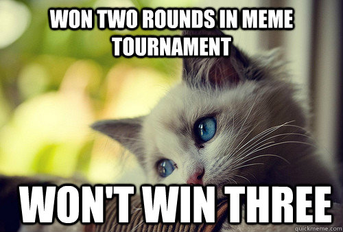 won two rounds in meme tournament won't win three  First World Problems Cat